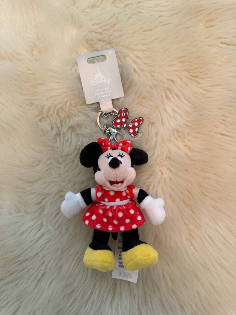 Disney Minnie Mouse Red Polka Dot Plush Keyring with Yellow Shoes